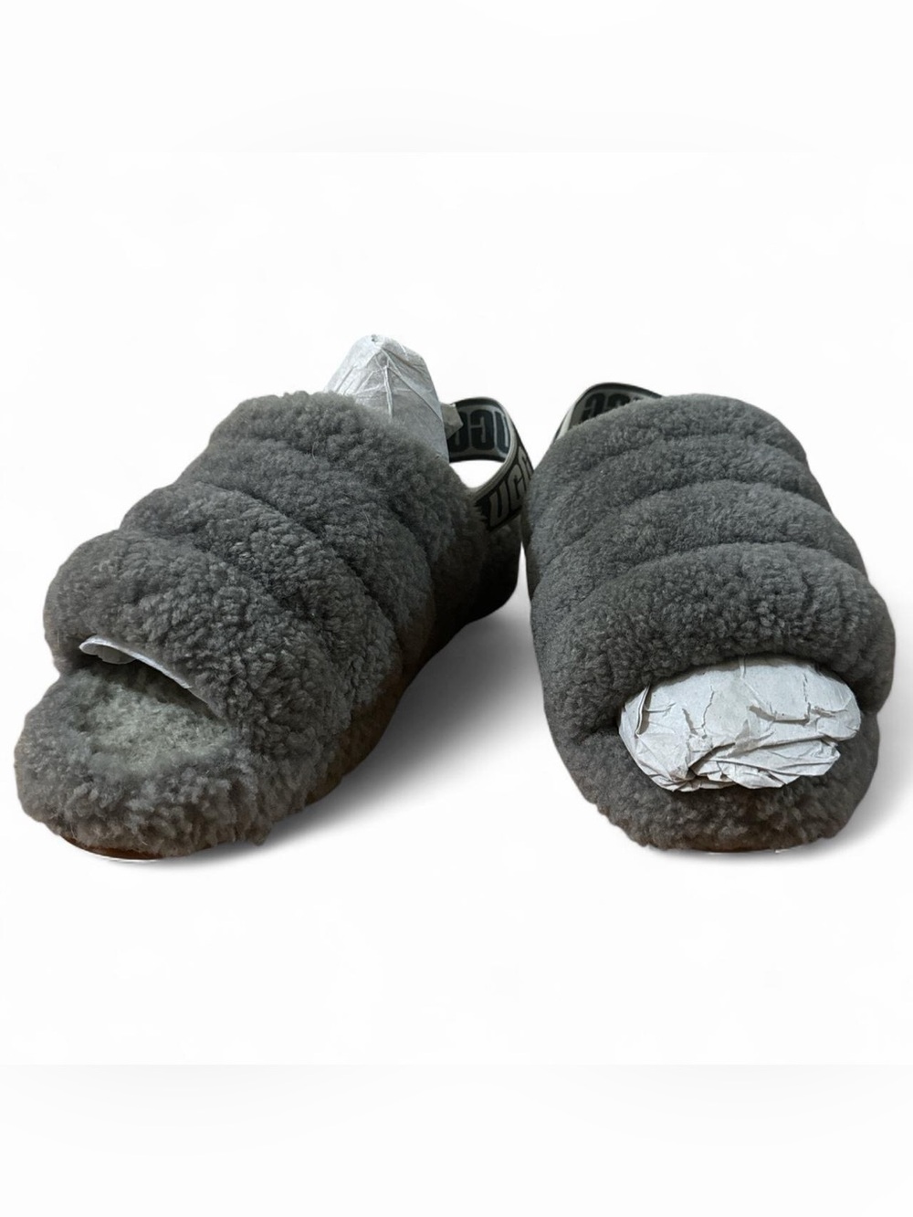 UGG Puffy Shearling Slide - Charcoal Gray